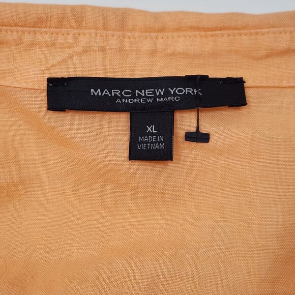 Andrew Marc New York 100% Linen Button Down Shirt Womens XL Orange Top QQ08 - Picture 3 of 8